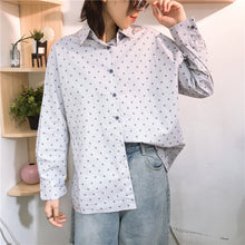 Load image into Gallery viewer, Spring 2019, the new Korean version of Xiaozhong Loose and Lazy Long-sleeved Point Shirt 3170