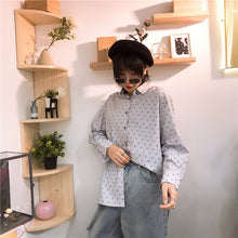Load image into Gallery viewer, Spring 2019, the new Korean version of Xiaozhong Loose and Lazy Long-sleeved Point Shirt 3170