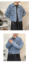 Load image into Gallery viewer, Cowboy jacket female spring and autumn 2019 Korean version loose-fitting waist jeans hem short 10150