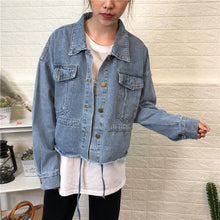 Load image into Gallery viewer, Cowboy jacket female spring and autumn 2019 Korean version loose-fitting waist jeans hem short 10150