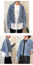 Load image into Gallery viewer, Cowboy jacket female spring and autumn 2019 Korean version loose-fitting waist jeans hem short 10150