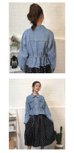 Load image into Gallery viewer, Cowboy jacket female spring and autumn 2019 Korean version loose-fitting waist jeans hem short 10150