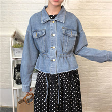 Load image into Gallery viewer, Cowboy jacket female spring and autumn 2019 Korean version loose-fitting waist jeans hem short 10150