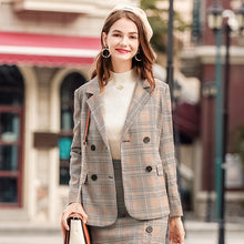 Load image into Gallery viewer, 2019 Spring new boutique women's retro plaid jacket Chi double Breasted small suit jacket female 97105