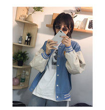Load image into Gallery viewer, Single-row buttoned jeans jacket spring dress women 2019 100 sets of loose color stitching Leather Jacket Top tide 2861