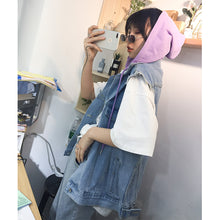 Load image into Gallery viewer, Cowboy vest female 2019 spring new Korean version of loose hooded ulzzang short student vest 5425