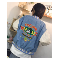 Load image into Gallery viewer, Single-row buttoned jeans jacket spring dress women 2019 100 sets of loose color stitching Leather Jacket Top tide 2861