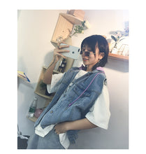 Load image into Gallery viewer, Cowboy vest female 2019 spring new Korean version of loose hooded ulzzang short student vest 5425