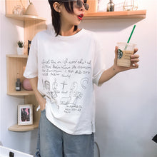 Load image into Gallery viewer, Spring 2019 New Korean Women's Printed T-Shirt Women's Half Sleeve Tide Jacket with Short Sleeve Loose Backing Shirt