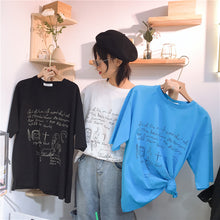 Load image into Gallery viewer, Spring 2019 New Korean Women's Printed T-Shirt Women's Half Sleeve Tide Jacket with Short Sleeve Loose Backing Shirt