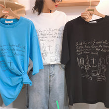 Load image into Gallery viewer, Spring 2019 New Korean Women's Printed T-Shirt Women's Half Sleeve Tide Jacket with Short Sleeve Loose Backing Shirt