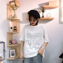 Load image into Gallery viewer, Spring 2019 New Korean Women's Printed T-Shirt Women's Half Sleeve Tide Jacket with Short Sleeve Loose Backing Shirt