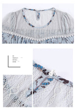 Load image into Gallery viewer, 2019 Summer new high-end women's round collar thin dress chiffon broken flower dress 68601