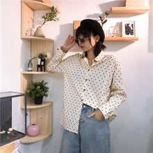 Load image into Gallery viewer, Spring 2019, the new Korean version of Xiaozhong Loose and Lazy Long-sleeved Point Shirt 3170