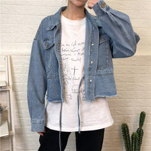 Load image into Gallery viewer, Cowboy jacket female spring and autumn 2019 Korean version loose-fitting waist jeans hem short 10150