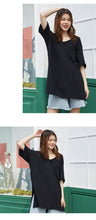 Load image into Gallery viewer, 2019 New White Short Sleeve T-Shirt Hong Kong Wind V-Neck Design Short Back Long Solid Color Pocket T-Shirt 66013