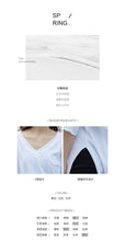 Load image into Gallery viewer, 2019 New White Short Sleeve T-Shirt Hong Kong Wind V-Neck Design Short Back Long Solid Color Pocket T-Shirt 66013