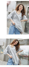 Load image into Gallery viewer, 2019 New White Short Sleeve T-Shirt Hong Kong Wind V-Neck Design Short Back Long Solid Color Pocket T-Shirt 66013