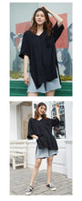 Load image into Gallery viewer, 2019 New White Short Sleeve T-Shirt Hong Kong Wind V-Neck Design Short Back Long Solid Color Pocket T-Shirt 66013