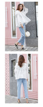 Load image into Gallery viewer, 2019 Korean women's chic wind cake collar shirt Joker ladies sweet cuff lace shirt jacket 163