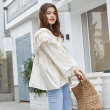 Load image into Gallery viewer, 2019 Korean women's chic wind cake collar shirt Joker ladies sweet cuff lace shirt jacket 163