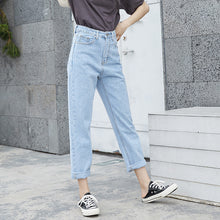 Load image into Gallery viewer, Jeans Women's Loose Straight Nine Points 2019 New Korean version of High-waist Leisure Daddy Pants Slim 827