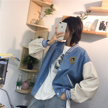 Load image into Gallery viewer, Single-row buttoned jeans jacket spring dress women 2019 100 sets of loose color stitching Leather Jacket Top tide 2861