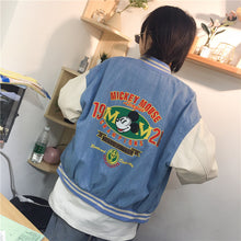 Load image into Gallery viewer, Single-row buttoned jeans jacket spring dress women 2019 100 sets of loose color stitching Leather Jacket Top tide 2861