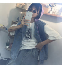 Load image into Gallery viewer, Cowboy vest female 2019 spring new Korean version of loose hooded ulzzang short student vest 5425
