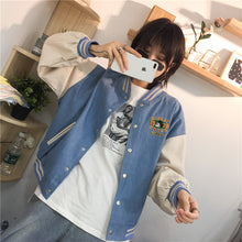 Load image into Gallery viewer, Single-row buttoned jeans jacket spring dress women 2019 100 sets of loose color stitching Leather Jacket Top tide 2861