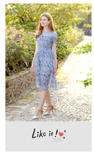 Load image into Gallery viewer, 2019 Summer new high-end women's round collar thin dress chiffon broken flower dress 68601
