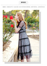 Load image into Gallery viewer, Summer 2019 New Brand Woman's Printed Chiffon Suspender Skirt Mesh Spliced Dresses Two Suits 88380