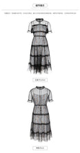 Load image into Gallery viewer, Summer 2019 New Brand Woman's Printed Chiffon Suspender Skirt Mesh Spliced Dresses Two Suits 88380