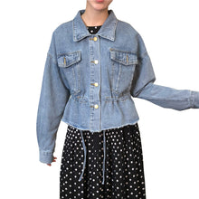 Load image into Gallery viewer, Cowboy jacket female spring and autumn 2019 Korean version loose-fitting waist jeans hem short 10150