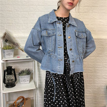 Load image into Gallery viewer, Cowboy jacket female spring and autumn 2019 Korean version loose-fitting waist jeans hem short 10150