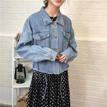 Load image into Gallery viewer, Cowboy jacket female spring and autumn 2019 Korean version loose-fitting waist jeans hem short 10150