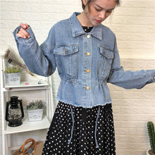 Load image into Gallery viewer, Cowboy jacket female spring and autumn 2019 Korean version loose-fitting waist jeans hem short 10150