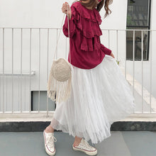 Load image into Gallery viewer, 2019 new ladies Joker Korean pure color slim lady dress chiffon mesh skirt a generation of hair