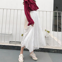 Load image into Gallery viewer, 2019 new ladies Joker Korean pure color slim lady dress chiffon mesh skirt a generation of hair