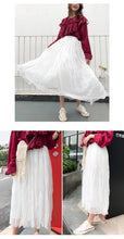Load image into Gallery viewer, 2019 new ladies Joker Korean pure color slim lady dress chiffon mesh skirt a generation of hair