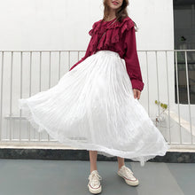 Load image into Gallery viewer, 2019 new ladies Joker Korean pure color slim lady dress chiffon mesh skirt a generation of hair
