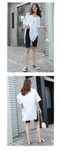 Load image into Gallery viewer, 2019 New White Short Sleeve T-Shirt Hong Kong Wind V-Neck Design Short Back Long Solid Color Pocket T-Shirt 66013
