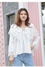 Load image into Gallery viewer, 2019 Korean women's chic wind cake collar shirt Joker ladies sweet cuff lace shirt jacket 163