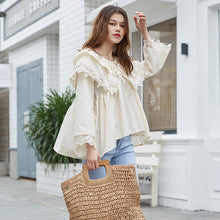 Load image into Gallery viewer, 2019 Korean women's chic wind cake collar shirt Joker ladies sweet cuff lace shirt jacket 163