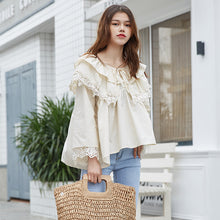 Load image into Gallery viewer, 2019 Korean women's chic wind cake collar shirt Joker ladies sweet cuff lace shirt jacket 163