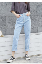 Load image into Gallery viewer, Jeans Women's Loose Straight Nine Points 2019 New Korean version of High-waist Leisure Daddy Pants Slim 827