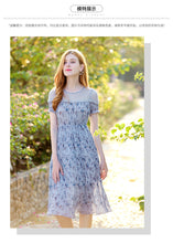Load image into Gallery viewer, 2019 Summer new high-end women's round collar thin dress chiffon broken flower dress 68601