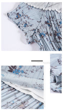 Load image into Gallery viewer, 2019 Summer new high-end women's round collar thin dress chiffon broken flower dress 68601