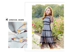 Load image into Gallery viewer, Summer 2019 New Brand Woman's Printed Chiffon Suspender Skirt Mesh Spliced Dresses Two Suits 88380