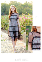 Load image into Gallery viewer, Summer 2019 New Brand Woman's Printed Chiffon Suspender Skirt Mesh Spliced Dresses Two Suits 88380
